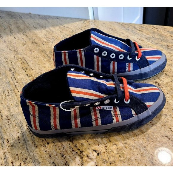 Superga Blue red beige Stripe Sneakers Size 37 Youth US Size 5 S009YVO - Picture 2 of 12
